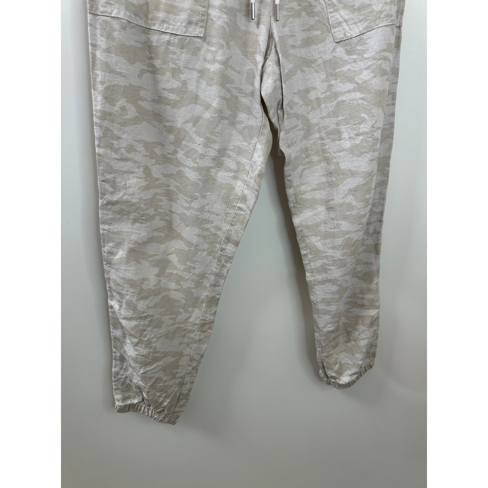 Athleta Cabo Tide 100% Linen Jogger Pants Camo Resort Beach Zip Pockets Size 10 - Picture 6 of 13